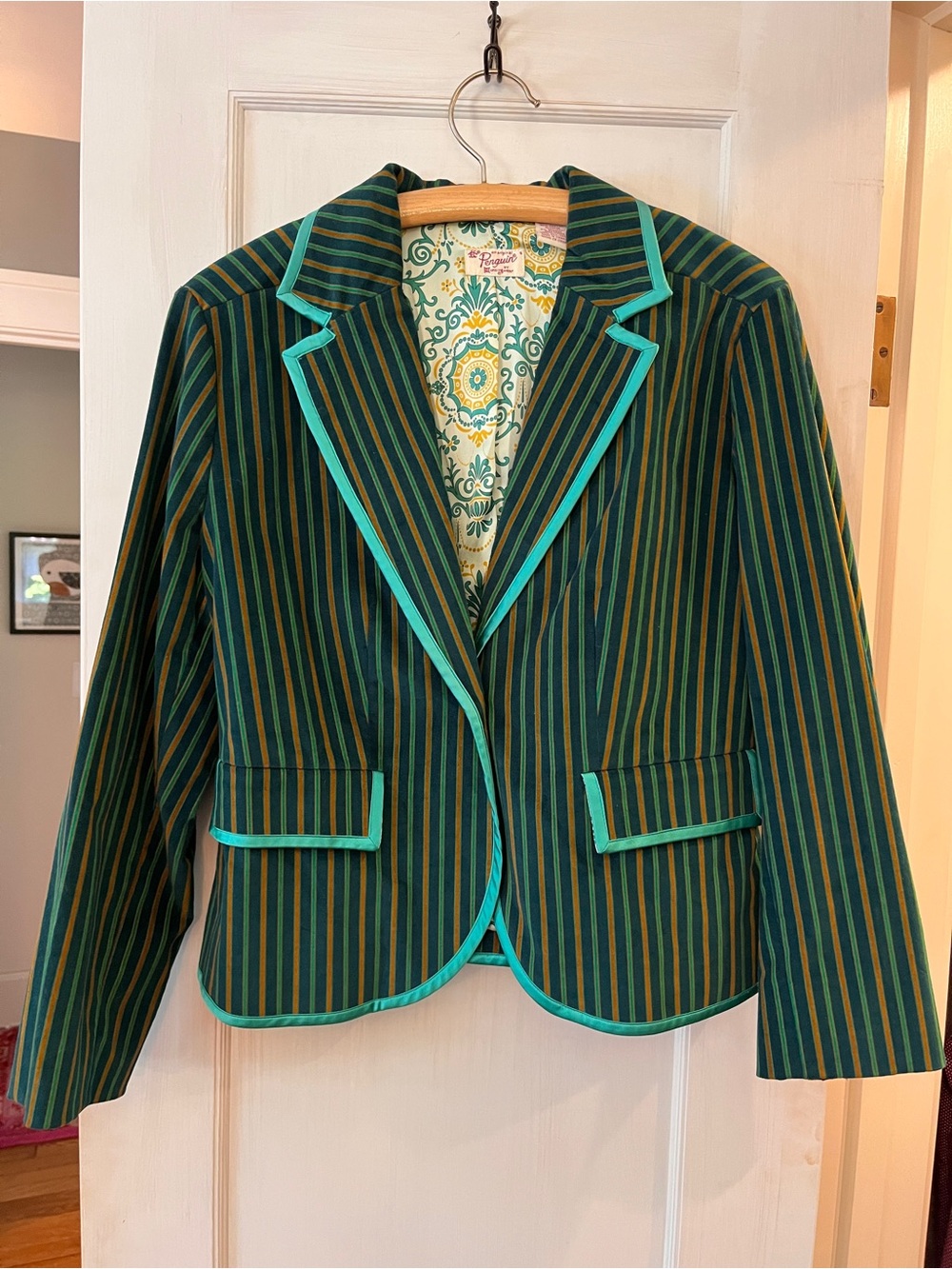 Original Penguin Green, Ochre & Teal Striped Blazer